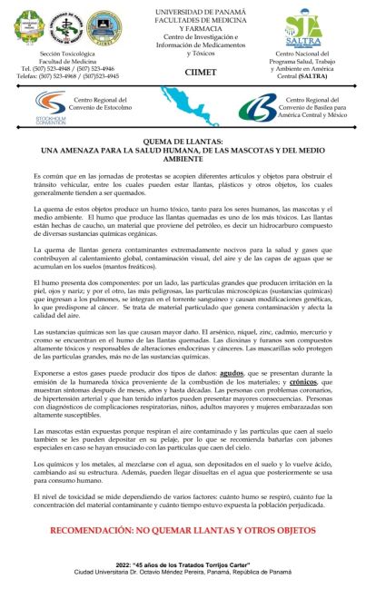 QUEMAS DE LLANTAS: UNA AMENAZA PARA LA SALUD HUMANA, DE LAS MASCOTAS Y EL MEDIO&nbsp;AMBIENTE